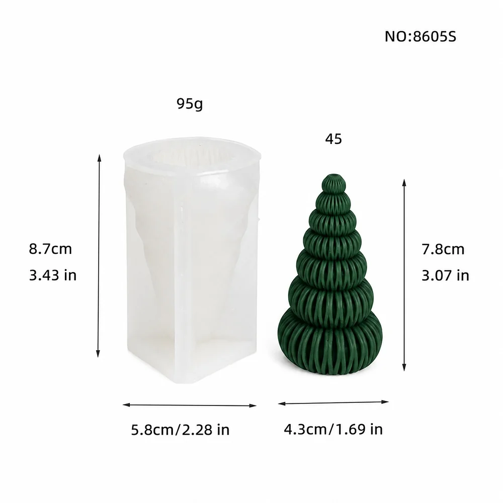 Christmas Tree Silicone Candle Mold 8605S silicone mold, 4.3×7.8cm finished size