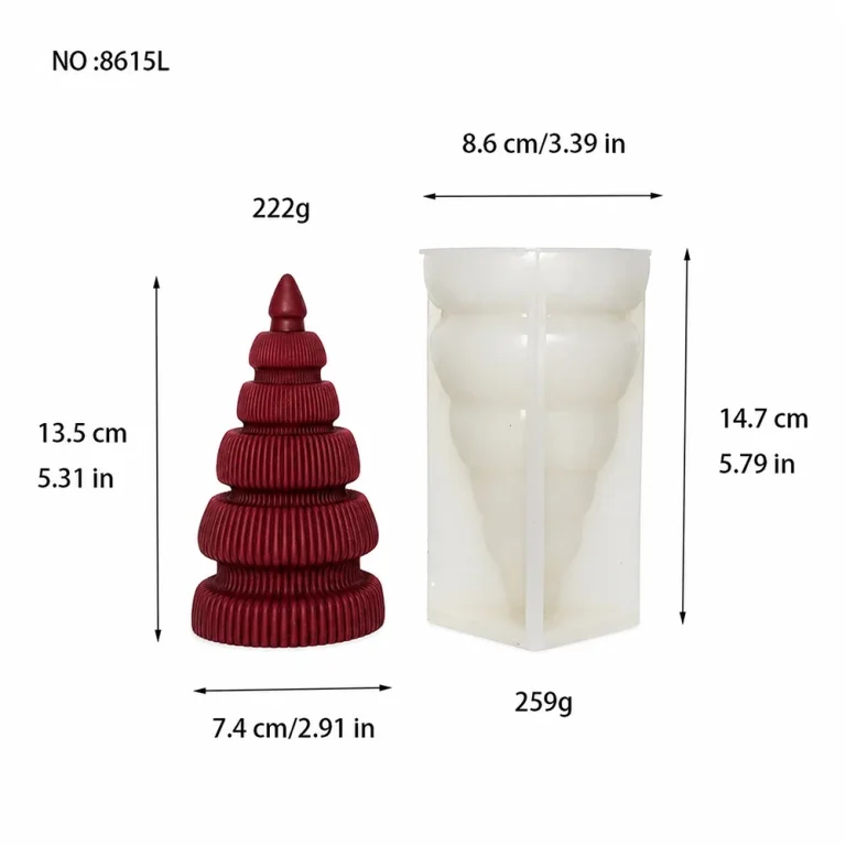 Christmas Tree Silicone Candle Mold 8615L silicone mold, 7.4×13.5cm finished size