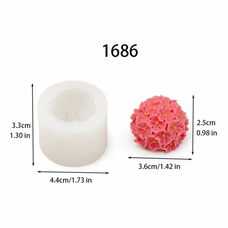 Hydrangea Flower Sphere Silicone Mold 1686 silicone mold, 3.6×2.5cm finished size