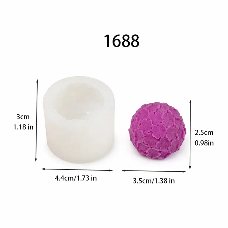 Floral Relief Sphere Silicone Mold 1688 silicone mold, 3.5×2.5cm finished size