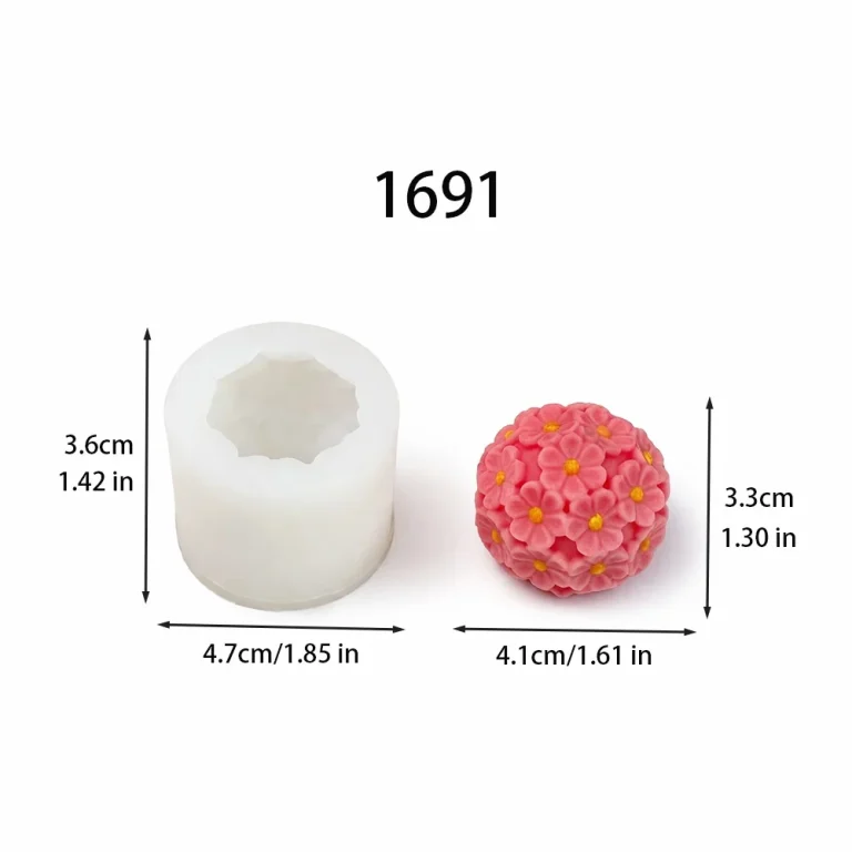 Five-Petal Flower Sphere Silicone Mold 1691 silicone mold, 4.1×3.3cm finished size