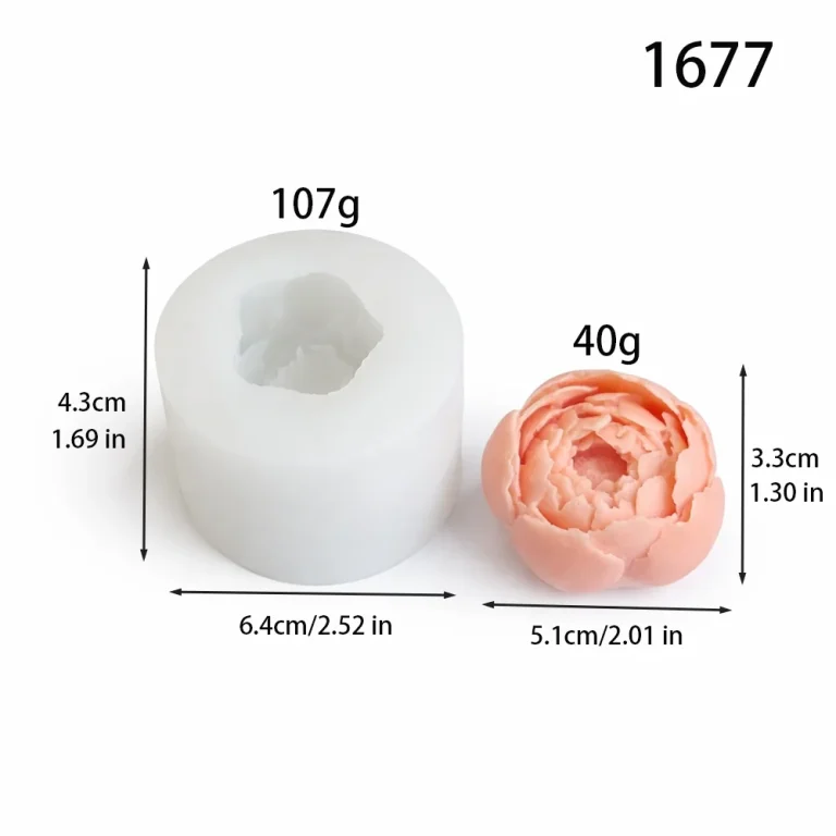 Peony Flower Silicone Mold 1677 silicone mold, 5.1×3.3cm finished size