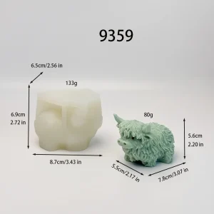Highland Cow 3D Silicone Candle Mold silicone mold, 5.5×7.8×5.6cm finished size