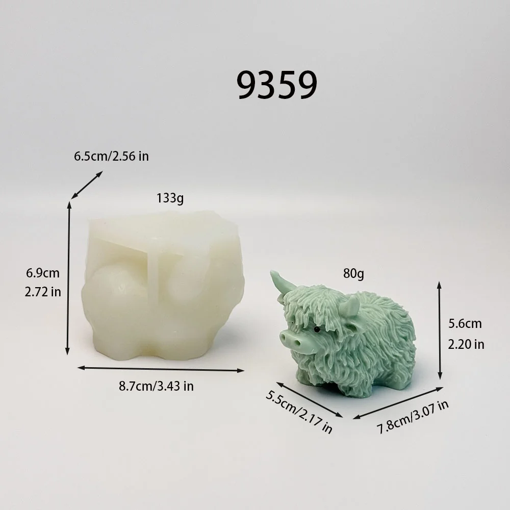 Highland Cow 3D Silicone Candle Mold silicone mold, 5.5×7.8×5.6cm finished size