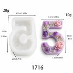 1716 Number 5 Candle Silicone Mold with Floral Relief Pattern