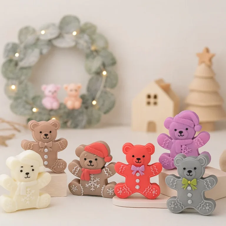 3D Christmas Gingerbread Bear Silicone Candle Making Mold 1639 silicone mold detail and cavity