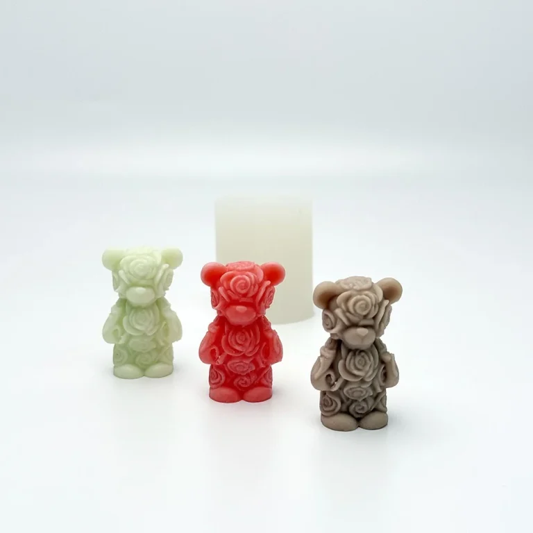 Flexible Rose Bear Silicone Mold for Candle Making 1610 silicone mold detail and cavity