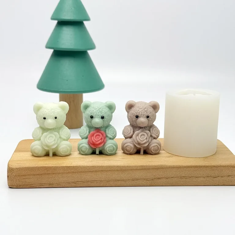 3D Rose Bear Silicone Mold for Handmade Crafts 1612 silicone mold detail and cavity
