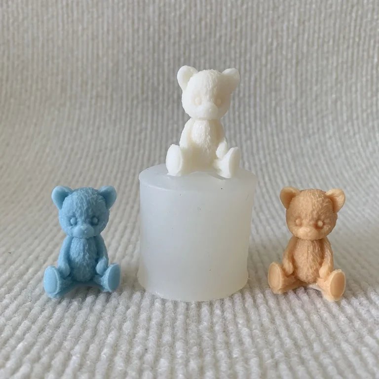 3D Sitting Sitting Teddy Bear Silicone Mold 1409 silicone mold detail and cavity