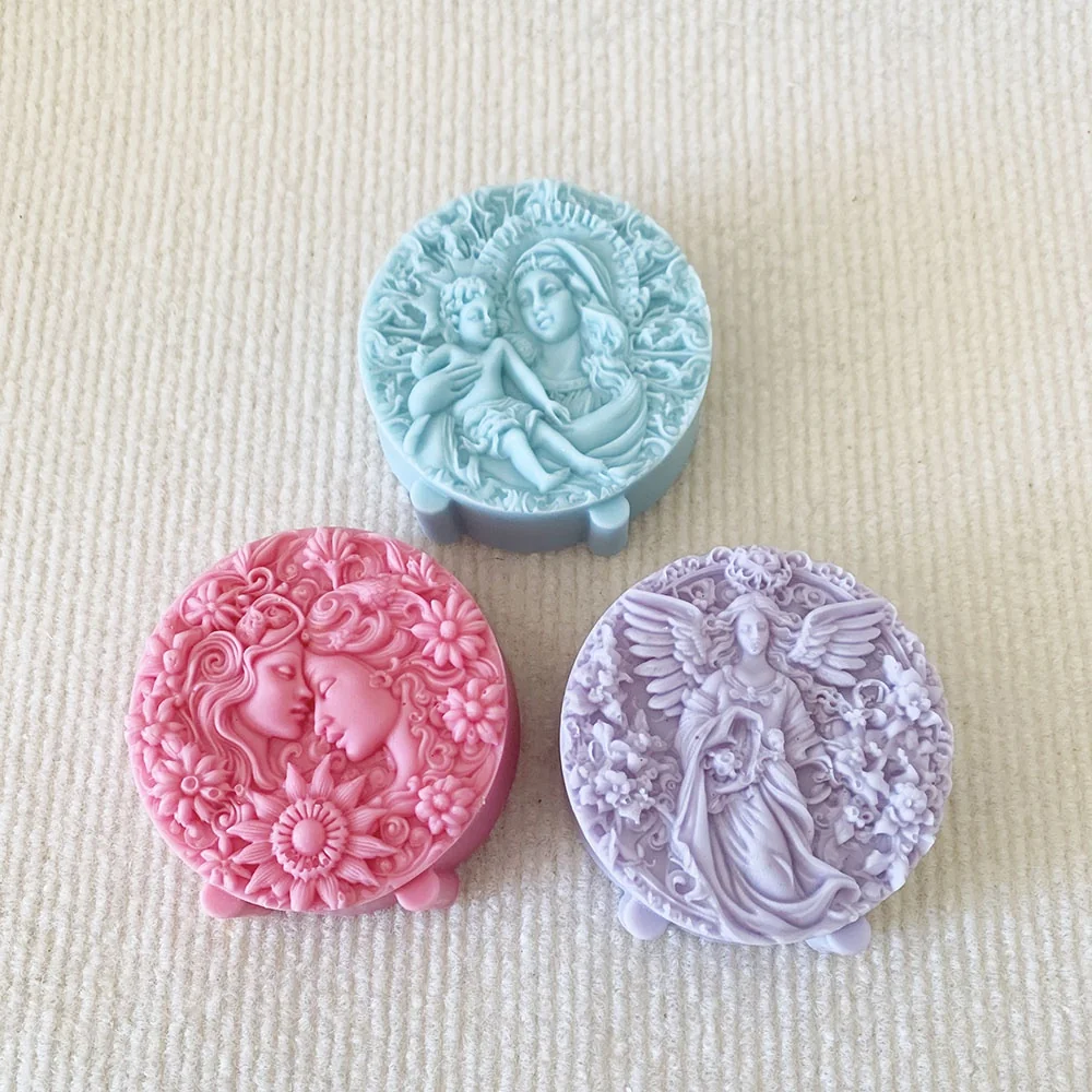 1415 - 双生女神伴花浮雕硅胶模具