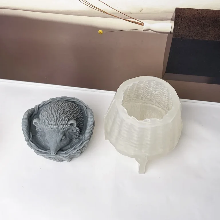 3D 3D Hedgehog in Basket Silicone Candle Mold 9012 silicone mold detail and cavity