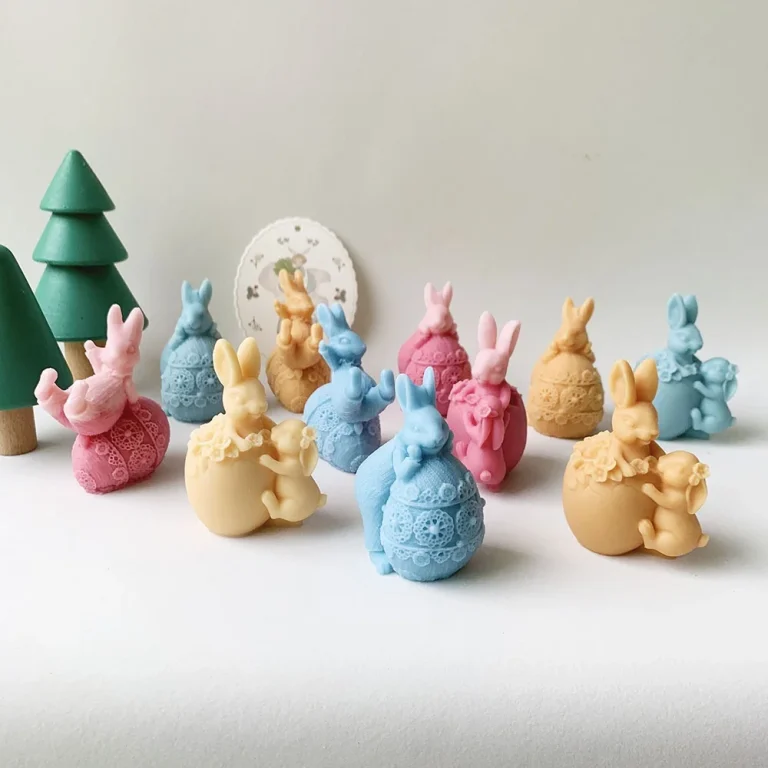 Easter Bunny with Easter Egg Silicone Mold for Candle Making 9022 silicone mold detail and cavity