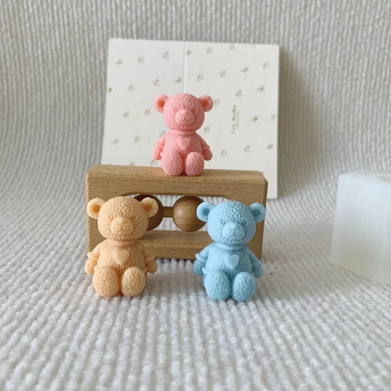 Teddy Bear Silicone Candle Mold 1423 silicone mold detail and cavity