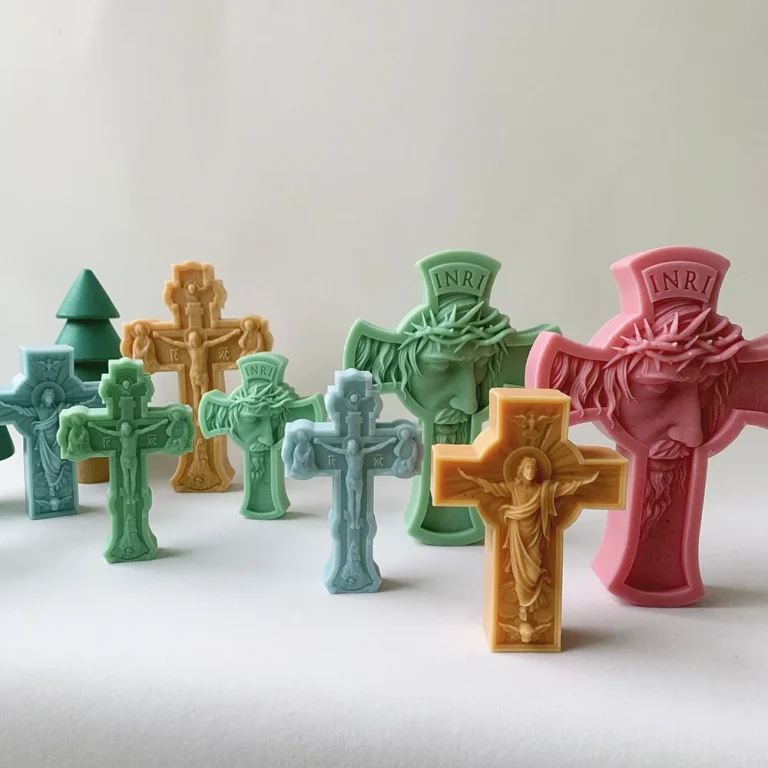 3D Jesus Cross Silicone Mold for DIY Candle Making 1429S silicone mold detail and cavity