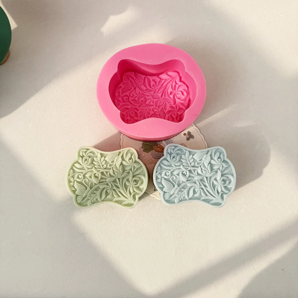 1211 - 如意形花卉浮雕硅胶模具