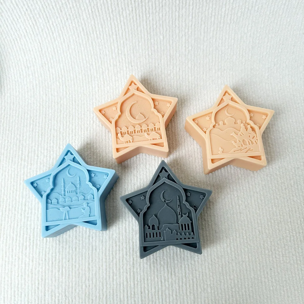 1441 - 五角星+新月+清真寺+骆驼伊斯兰风格硅胶模具
