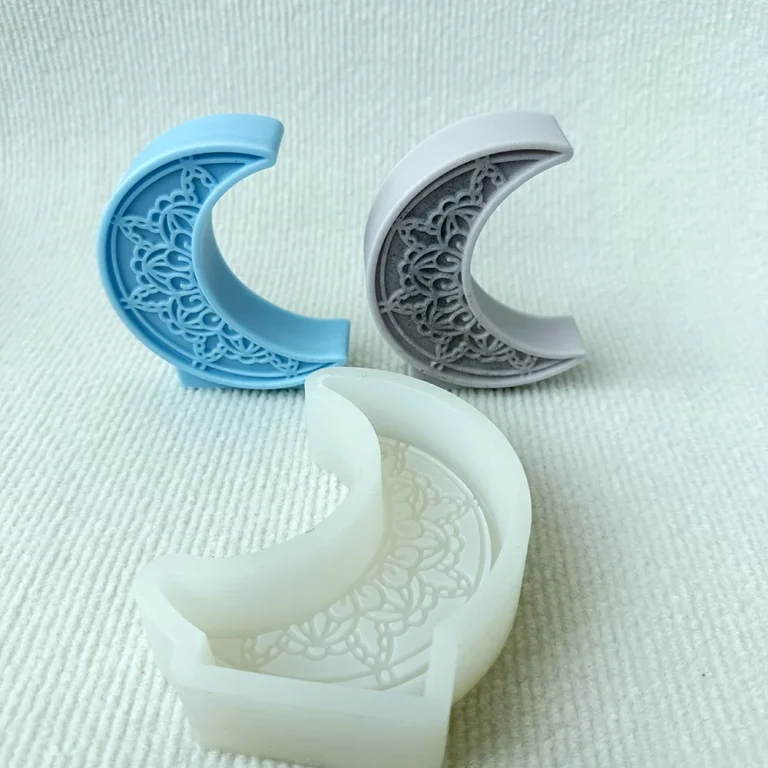 Moon Silicone Mold for DIY Candle Making 1457 silicone mold detail and cavity