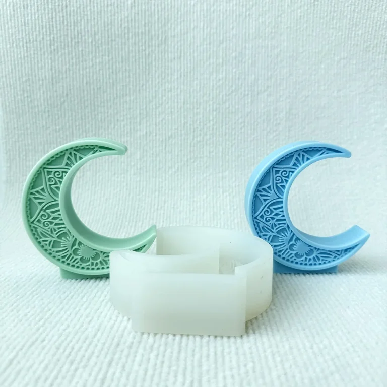 Flexible Standing Mandala Crescent Moon Silicone Mold for Candle Making 1459 silicone mold detail and cavity
