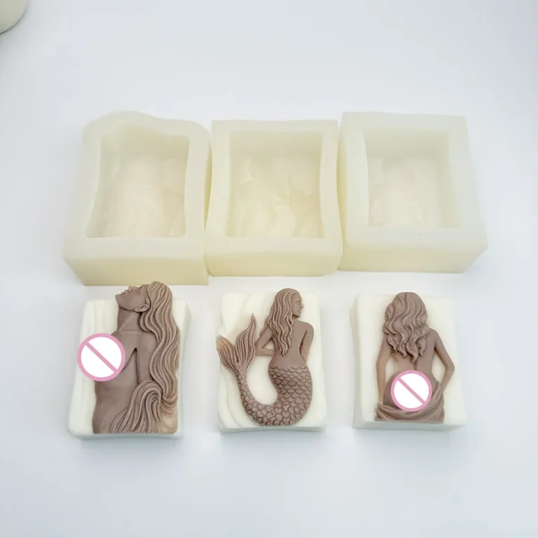 Mermaid Silicone Mold for Wax, Soap and Resin Casting 1493 silicone mold detail and cavity