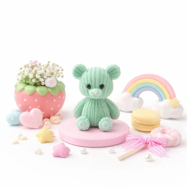 Flexible Knitted Bear Silicone Mold for Candle Making 1571 silicone mold detail and cavity