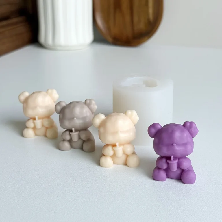 Silicone Candle Mold with Sitting Bear Design 1546 silicone mold detail and cavity
