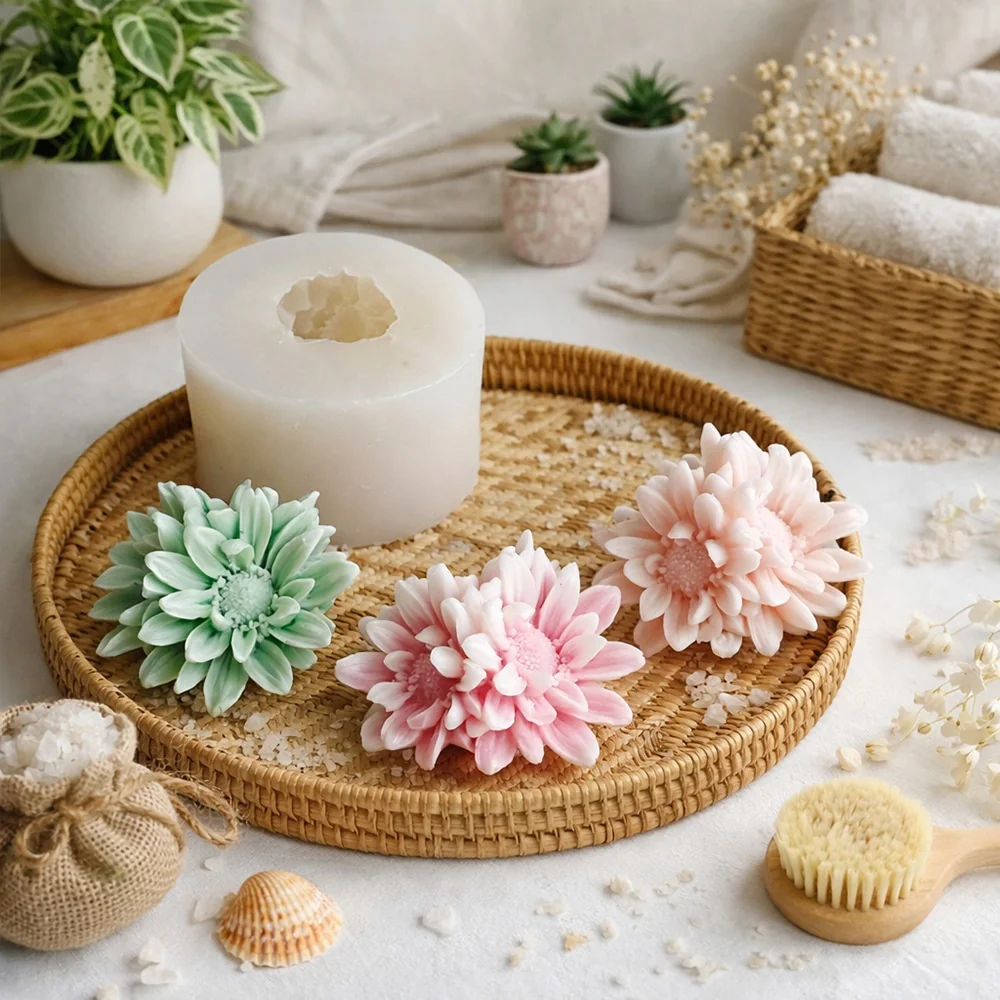 1542 - 连体双菊花硅胶模具