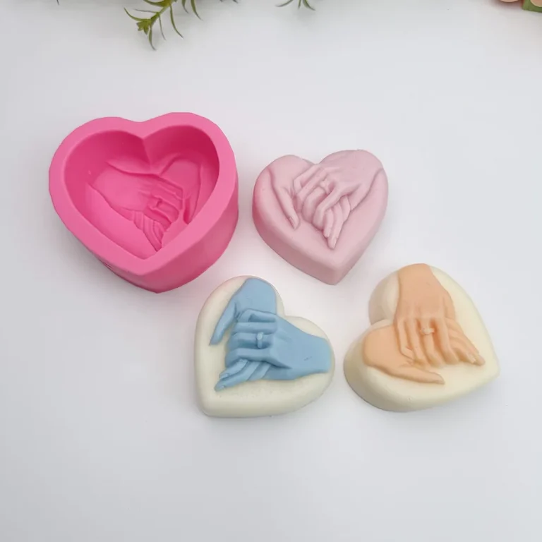 3D Holding Hands Heart Silicone Mold for Handmade Crafts 1631 silicone mold detail and cavity