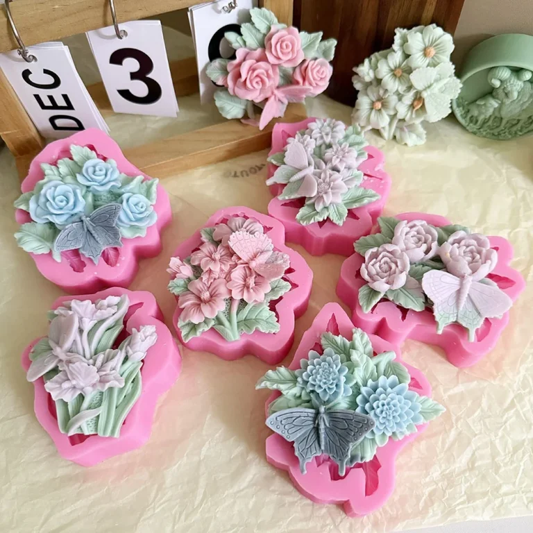 Rose Butterfly Cluster Silicone Mold for Handmade Crafts 1506 silicone mold detail and cavity