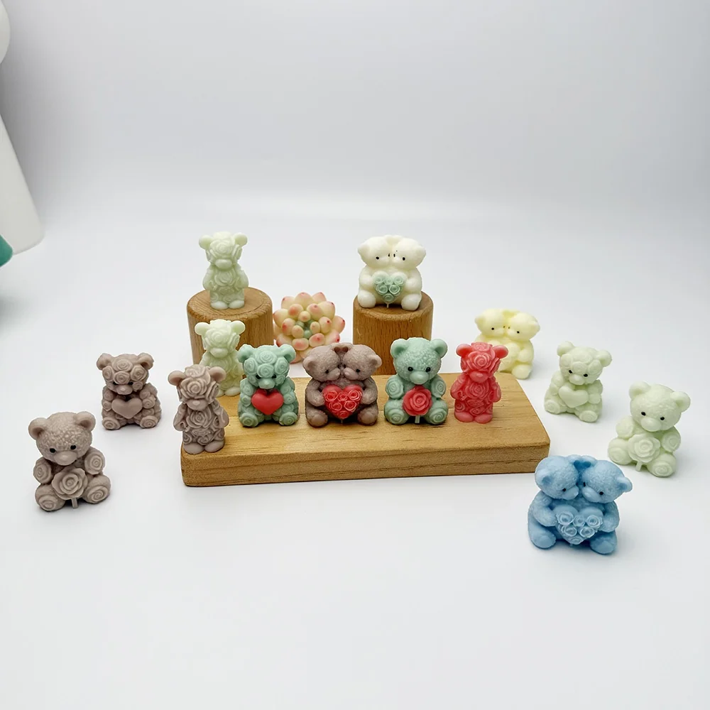 1612 - 立体抱玫瑰小熊/3DRoseBear硅胶模具