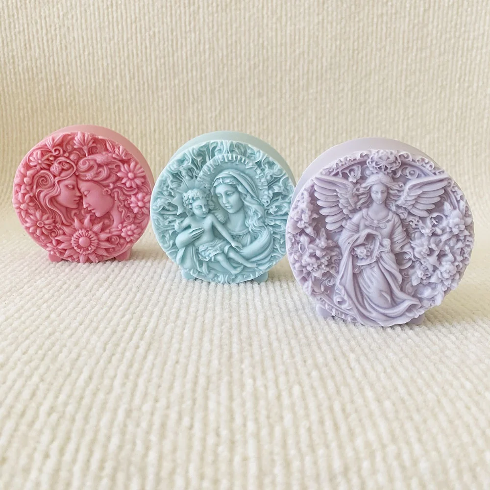 1415 - 双生女神伴花浮雕硅胶模具