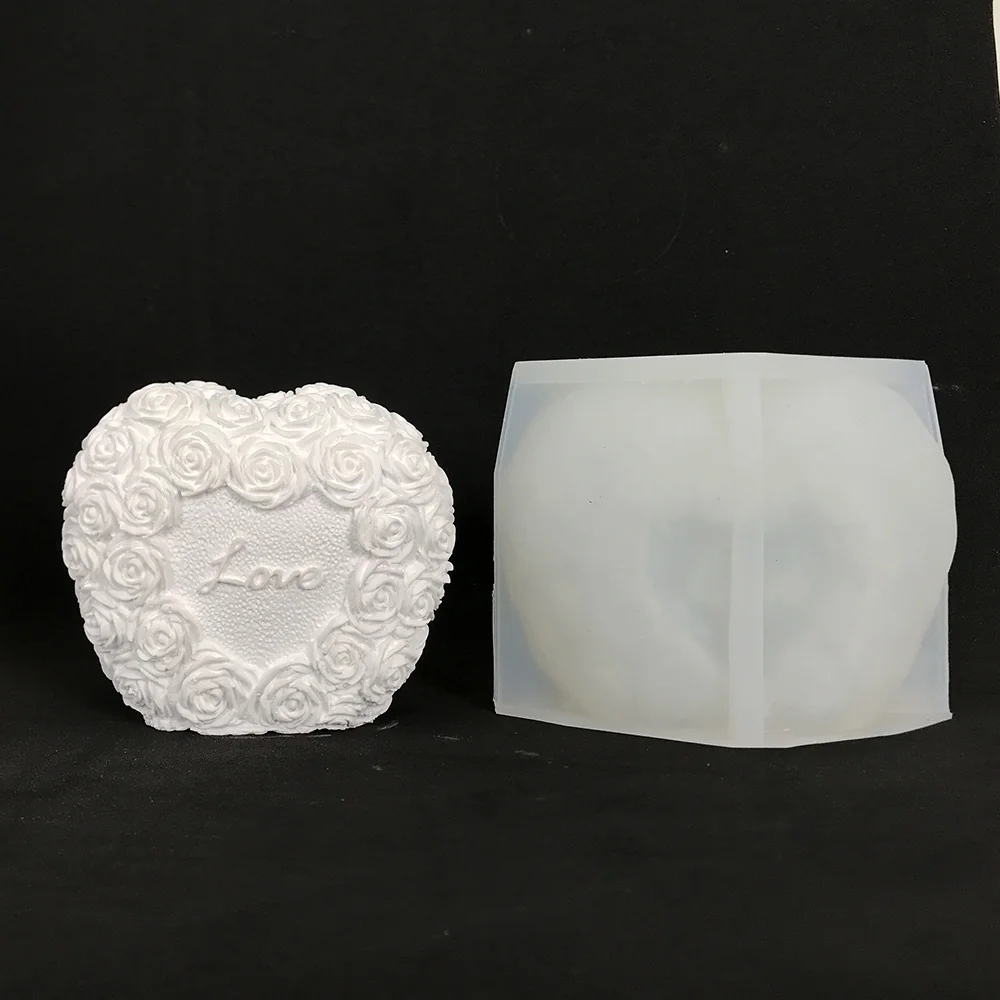 8522 - 玫瑰爱心硅胶模具