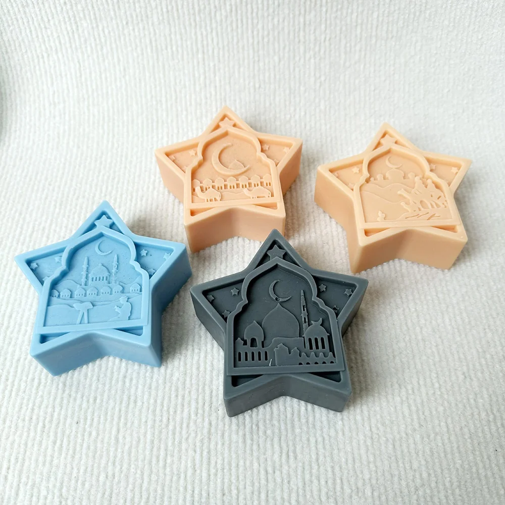 1441 - 五角星+新月+清真寺+骆驼伊斯兰风格硅胶模具