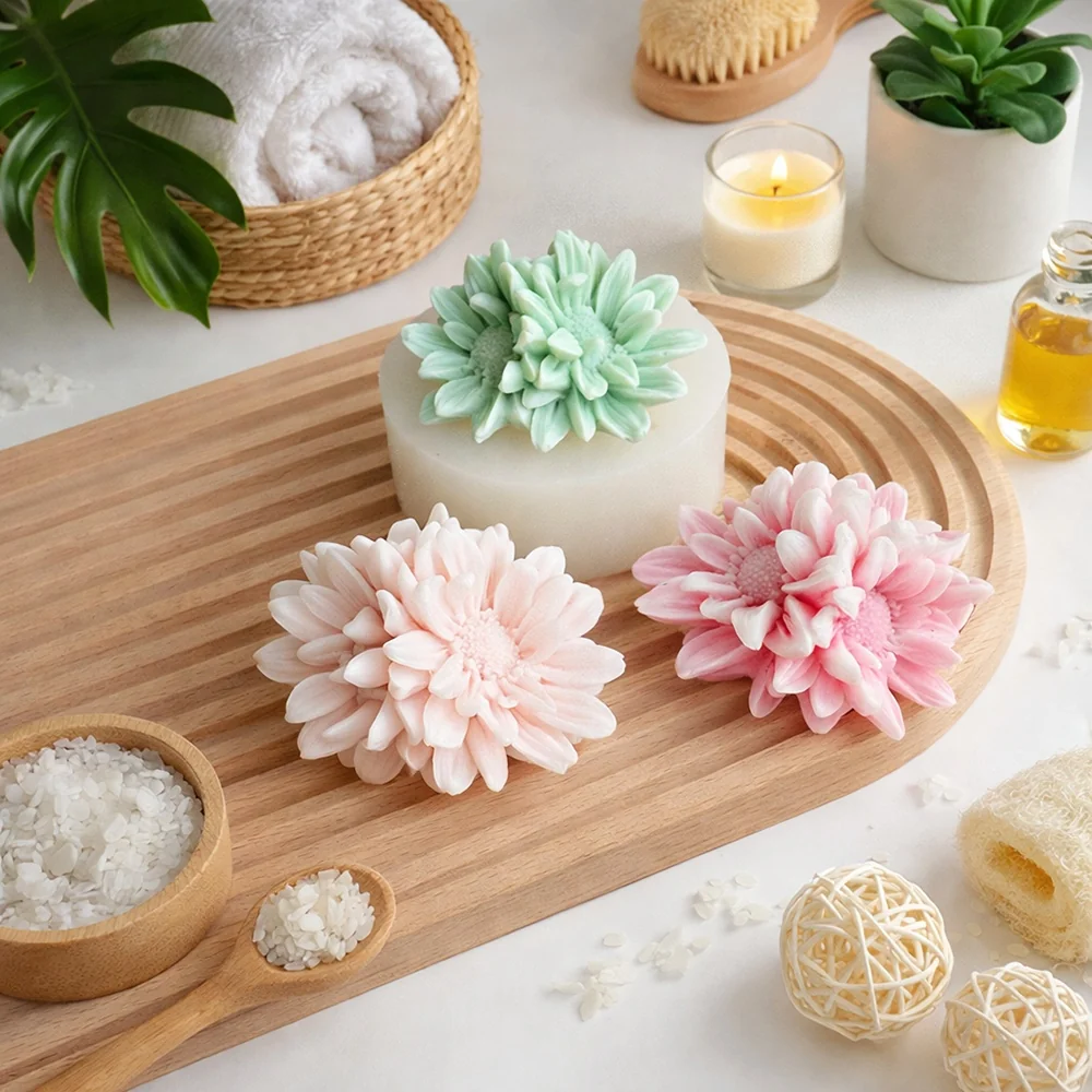 1542 - 连体双菊花硅胶模具