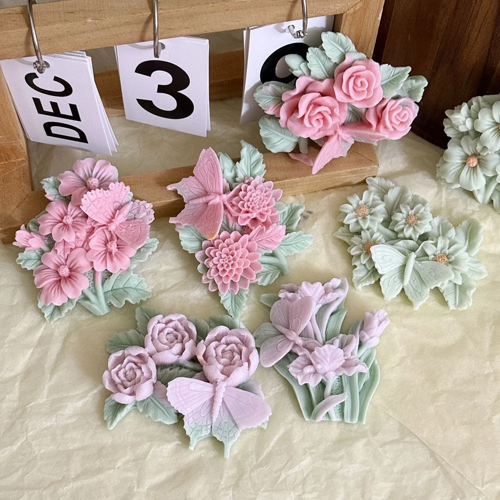 1507 - 鸢尾花蝴蝶组合硅胶模具