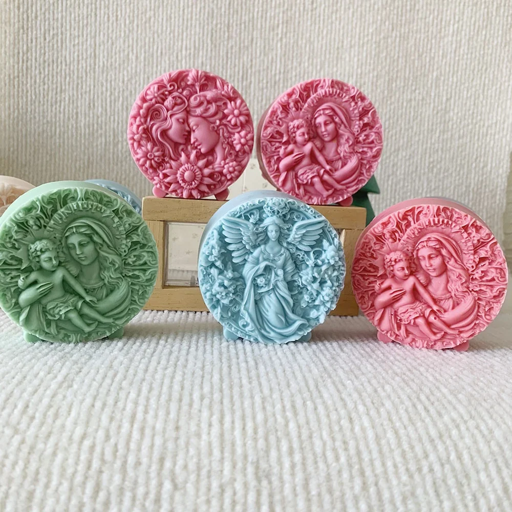 1415 - 双生女神伴花浮雕硅胶模具