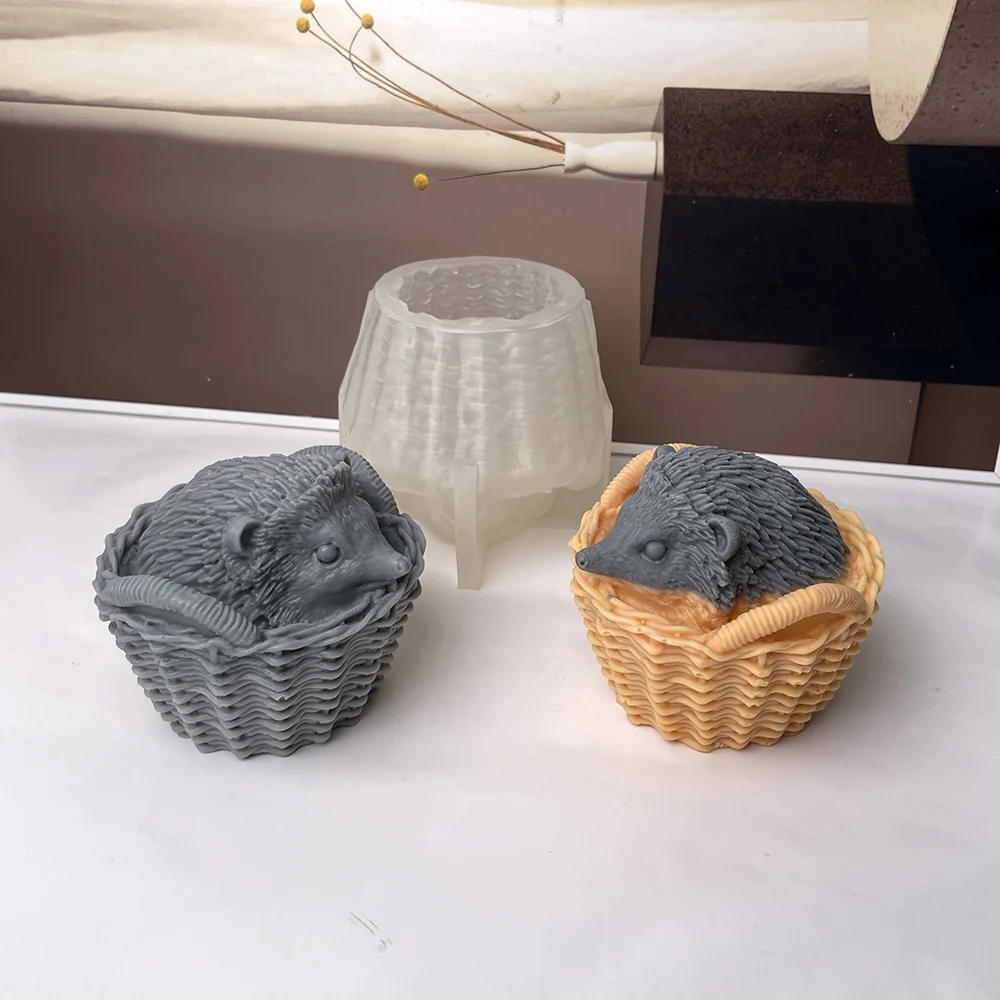9012 - 编织篮内的刺猬硅胶模具