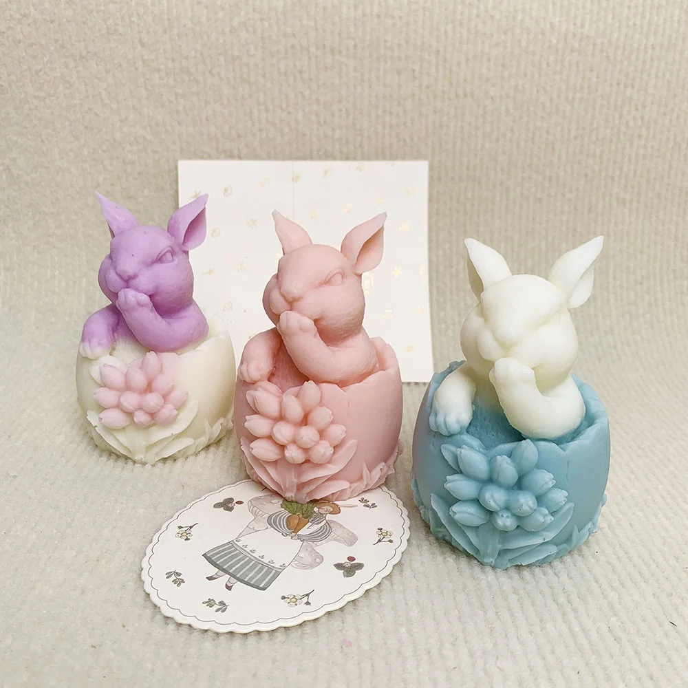 9016 - 破壳捂嘴花朵兔子硅胶模具