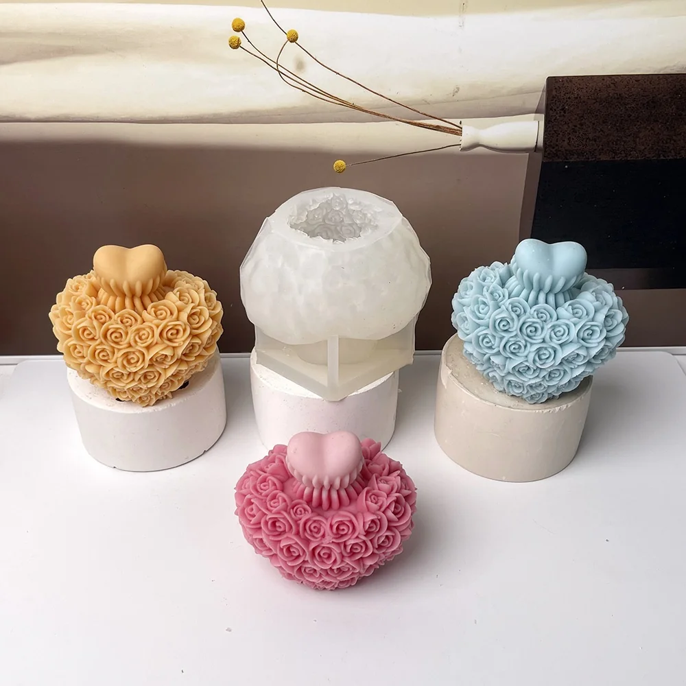 9026 - 玫瑰花簇拥心硅胶模具
