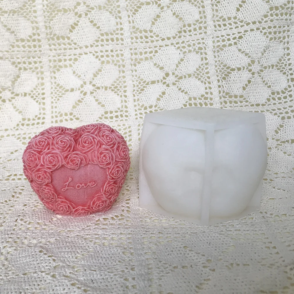 8522 - 玫瑰爱心硅胶模具