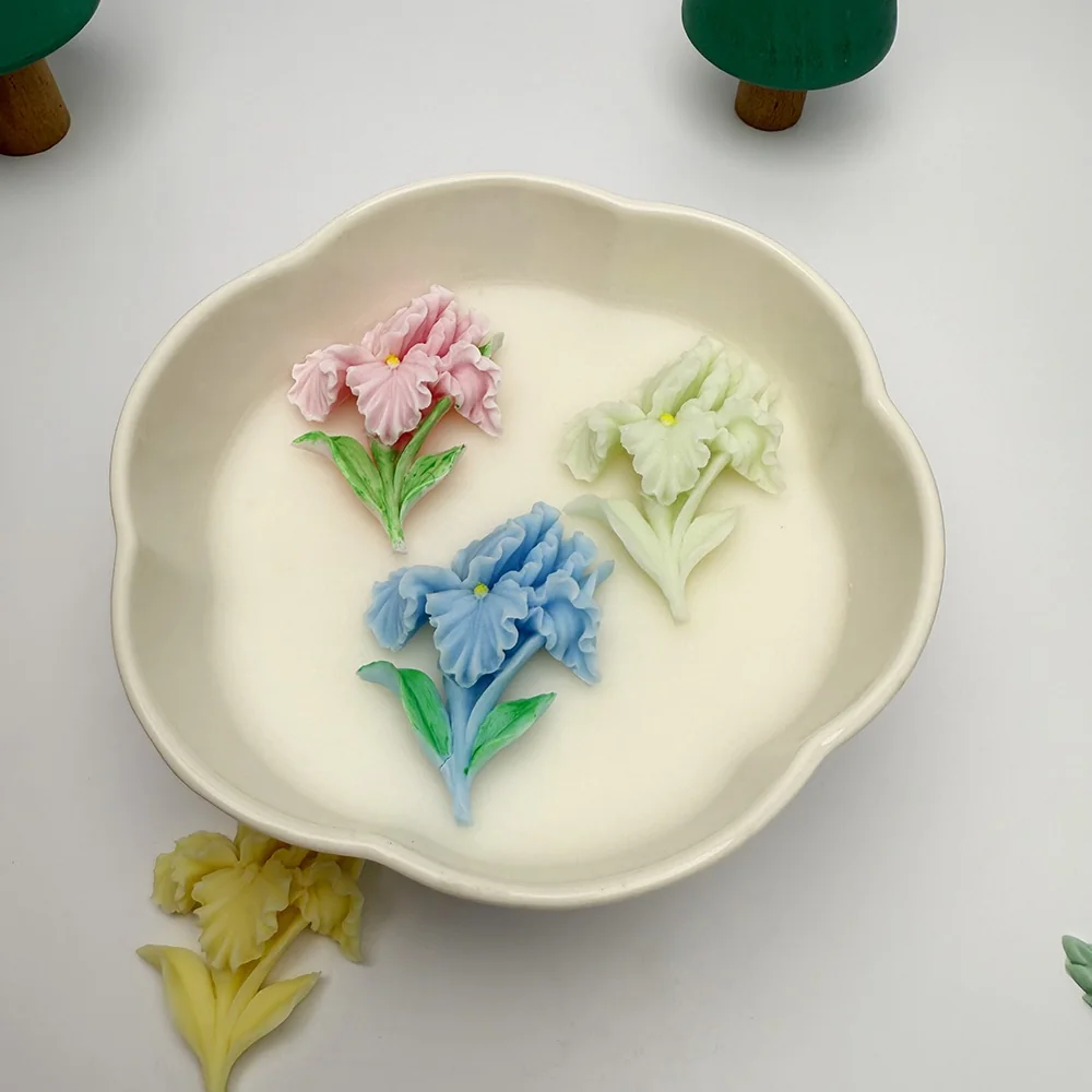 1560 - 带茎叶鸢尾花硅胶模具