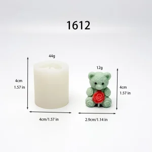 3D Rose Bear Silicone Mold for Handmade Crafts 1612 silicone mold, 2.9×4cm finished size