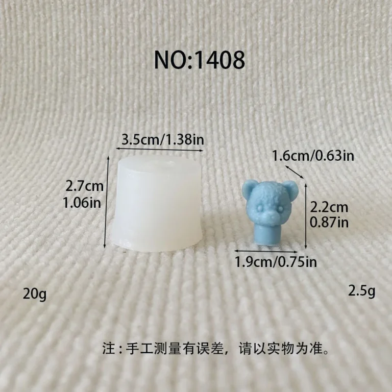 3D Bear Head Silicone Candle Making Mold 1408 silicone mold, 2.2×1.6×1.9cm finished size