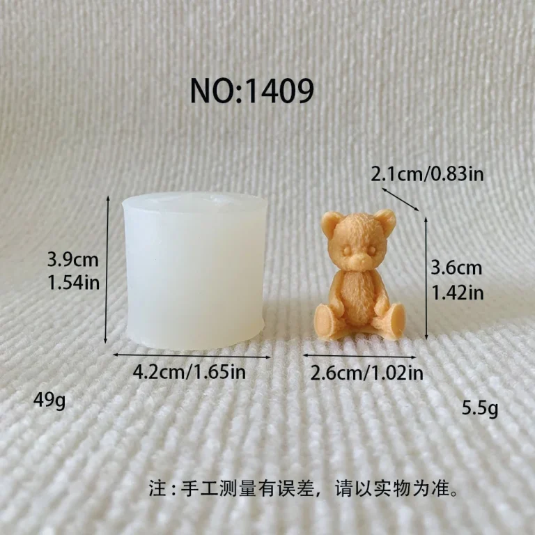 3D Sitting Sitting Teddy Bear Silicone Mold 1409 silicone mold, 3.6×2.6×2.1cm finished size