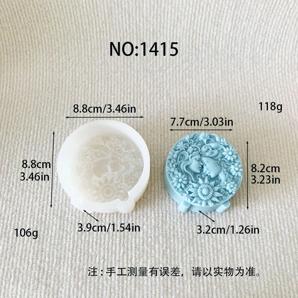 1415 - 双生女神伴花浮雕硅胶模具