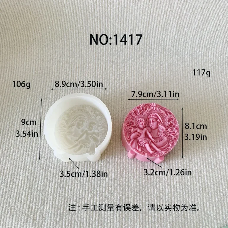 3D Madonna and Child Silicone Mold for Handmade Crafts 1417 silicone mold, 7.9×8.1×3.2cm finished size