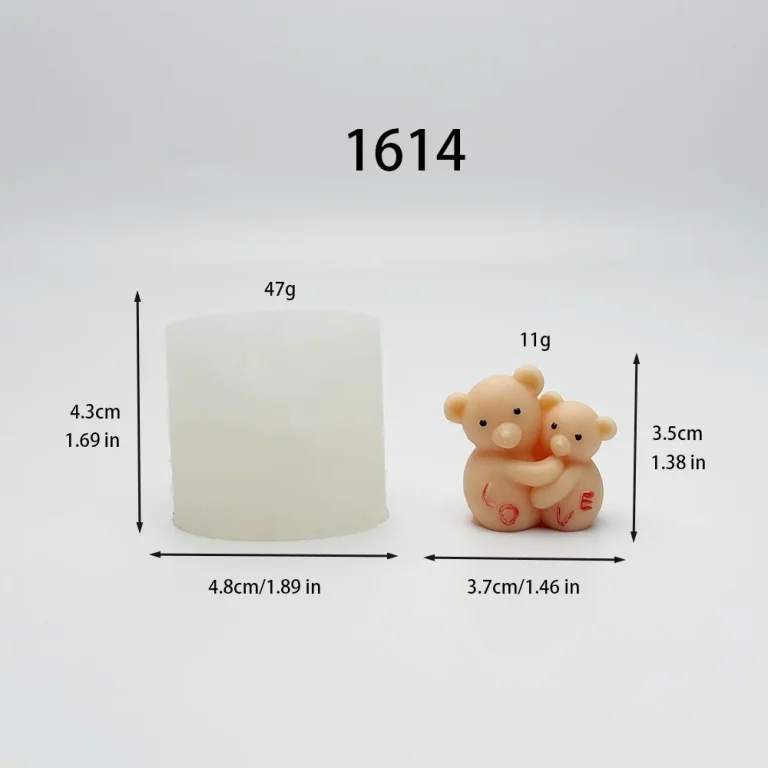 3D Hugging Bear Shape Silicone Candle Making Mold 1614 silicone mold, 3.7×3.5cm finished size