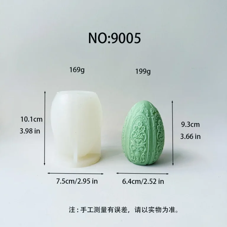 Flexible Vintage Easter Carved Egg Silicone Mold for Candle Making 9005 silicone mold, 9.3×6.4cm finished size