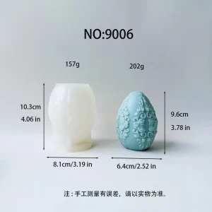 Silicone Candle Mold with 3D Carved Easter Egg Design 9006 silicone mold