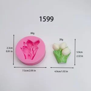 1-Cavity Tulip bouquet Silicone Candle Mold 1599 silicone mold, 5.9×4.9cm finished size