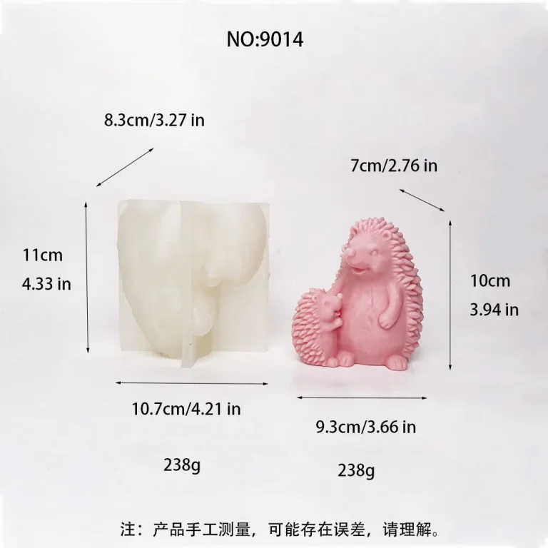 3D Mother and Baby Hedgehog Silicone Mold 9014 silicone mold, 9.3×7×10cm finished size